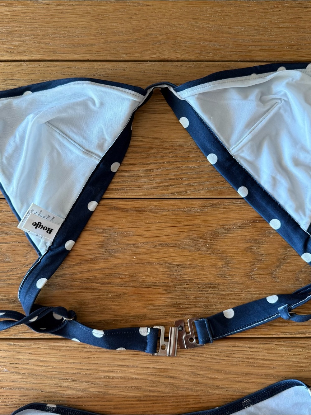 Rouje Navy and White Polka Dot Triangle Bikini - Picture 4 of 8
